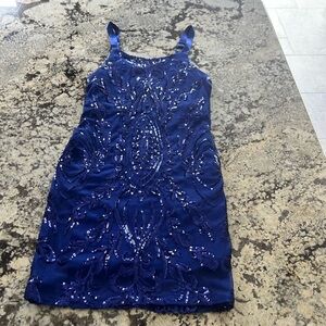 Poppies and Roses Blue Sequin Dress Dance